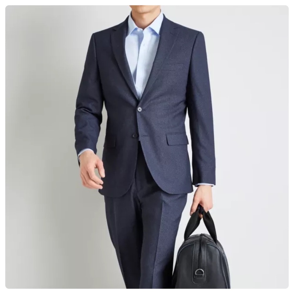 NWOT Moss Bros. Esq. Regular Fit Blue Speckle Suit Jacket Blazer Size EU 66